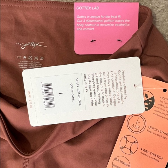 NWT Gottex Peach Skin Collection Pocket Capri Leggings, Size Large, Camel - Picture 4 of 5